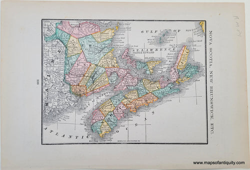 Genuine Antique Map-Nova Scotia, New Brunswick, Etc.-1884-Rand McNally & Co-Maps-Of-Antiquity