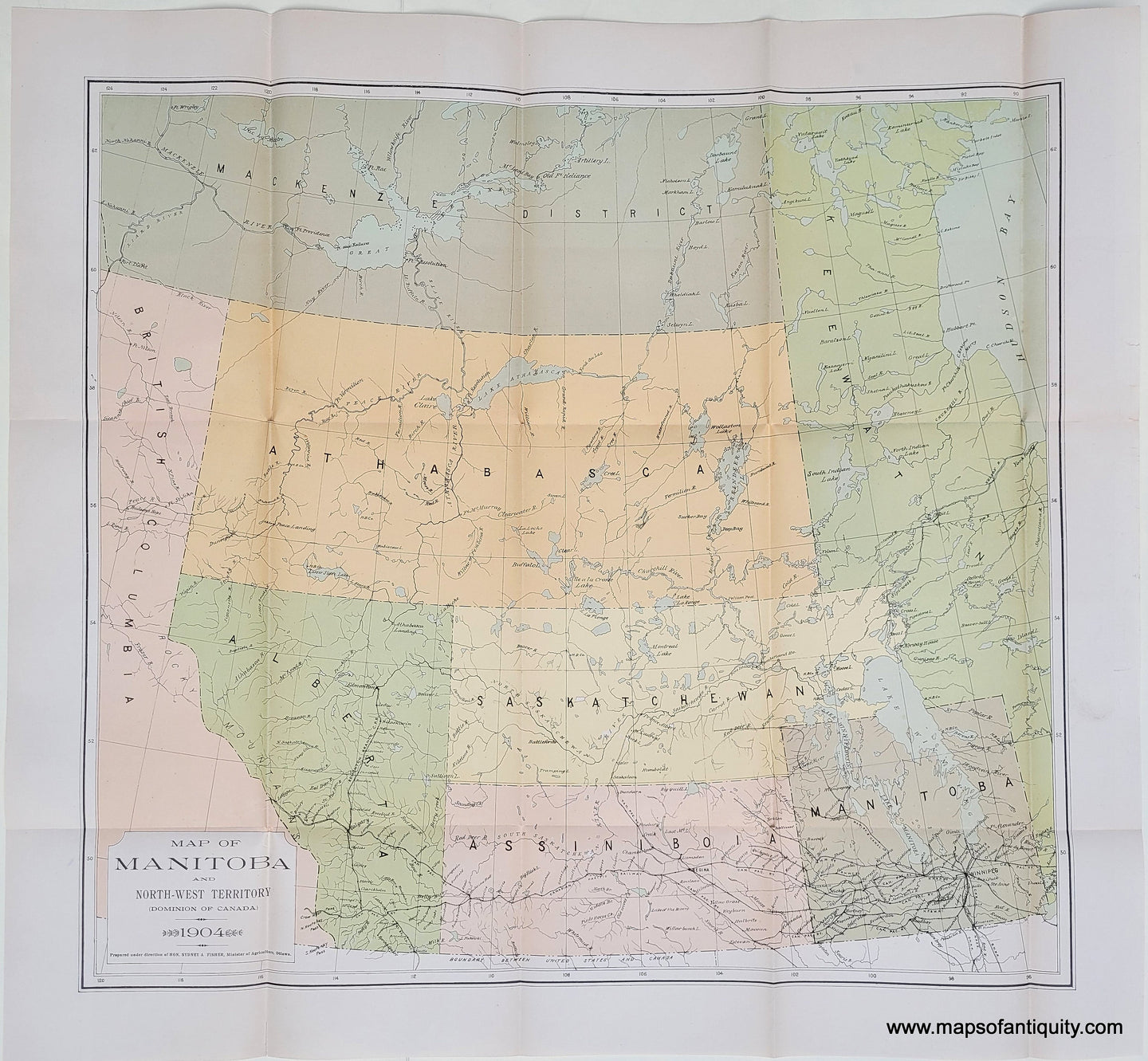 Genuine-Antique-Map-Map-of-Manitoba-and-North-West-Territory-Dominion-of-Canada-1904-Department-of-Agriculture-Maps-Of-Antiquity