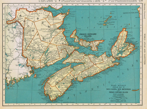 Genuine-Antique-Map-Popular-Map-of-Nova-Scotia-New-Brunswick-and-Prince-Edward-Island-1940-Rand-McNally-Maps-Of-Antiquity