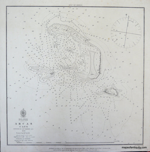 Antique-Nautical-Chart-Arcas-Cays-Mexico--1861-Hydrographic-Office-of-the-Admiralty-Maps-Of-Antiquity