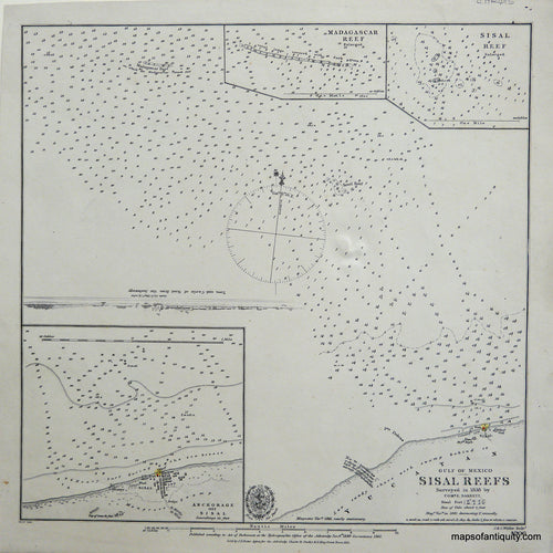 Antique-Nautical-Chart-Gulf-of-Mexico-Sisal-Reefs-Mexico--1861-Hydrographic-Office-of-the-Admiralty-Maps-Of-Antiquity