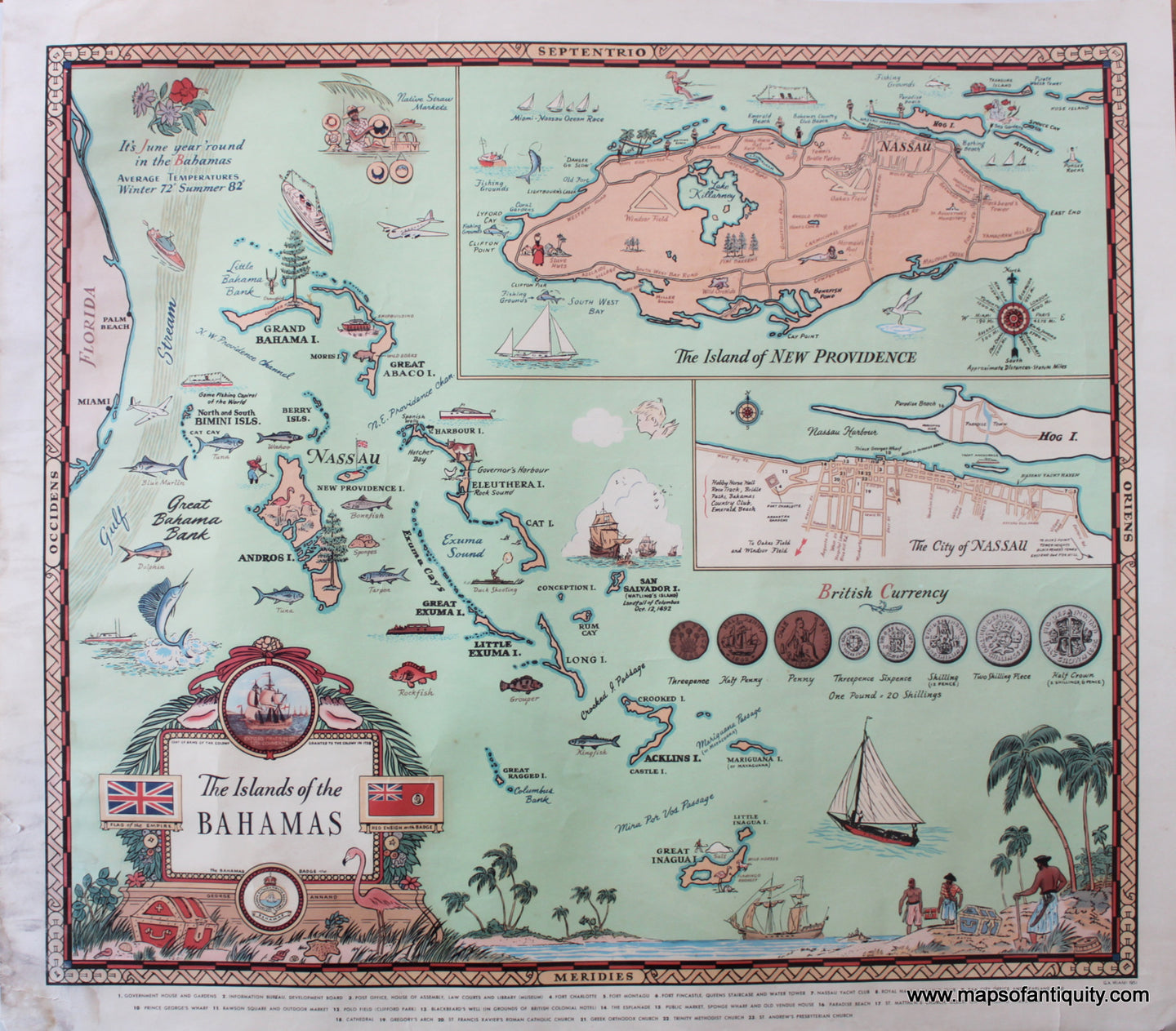 Antique-Map-The-Islands-of-the-Bahamas-Map-George-Annand-1951-1950s-Maps-of-Antiquity