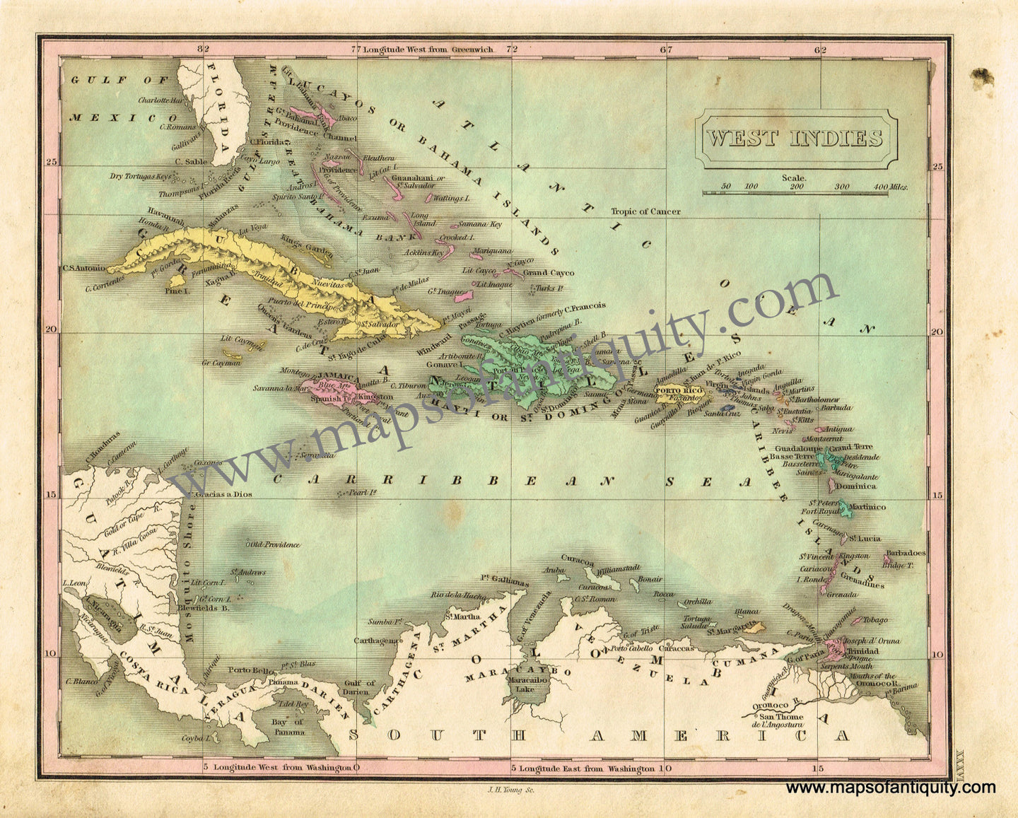 Antique-Hand-Colored-Map-West-Indies-Caribbean-West-Indies-1828-M.-Malte-Brun-Maps-Of-Antiquity