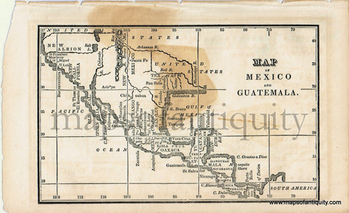 Antique-Black-and-White-Map-Map-of-Mexico-and-Guatemala-***********-North-America-Caribbean-&-Latin-America-Mexico-Central-America-1830-Boston-School-Geography-Maps-Of-Antiquity