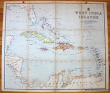 Load image into Gallery viewer, Antique-Printed-Color-Folding-Map-West-India-Islands-Caribbean-&amp;-Latin-America--c.-1910-W-&amp;-AK-Johnston-Maps-Of-Antiquity
