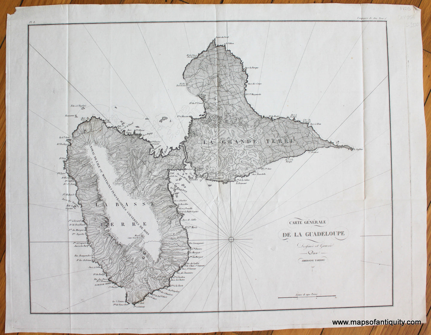 Antique-Map-Carte-Generale-De-La-Guadeloupe-Guadalupe-Island-Isla-Baja-California-Mexico-Mexican-Tardieu-1820s-1800s-Early-19th-Century-Maps-of-Antiquity