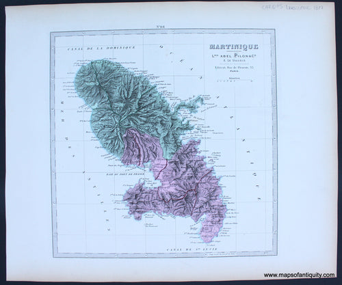 Antique-Hand-Colored-Map-Martinique-1877-Levasseur-Martinique-1800s-19th-century-Maps-of-Antiquity