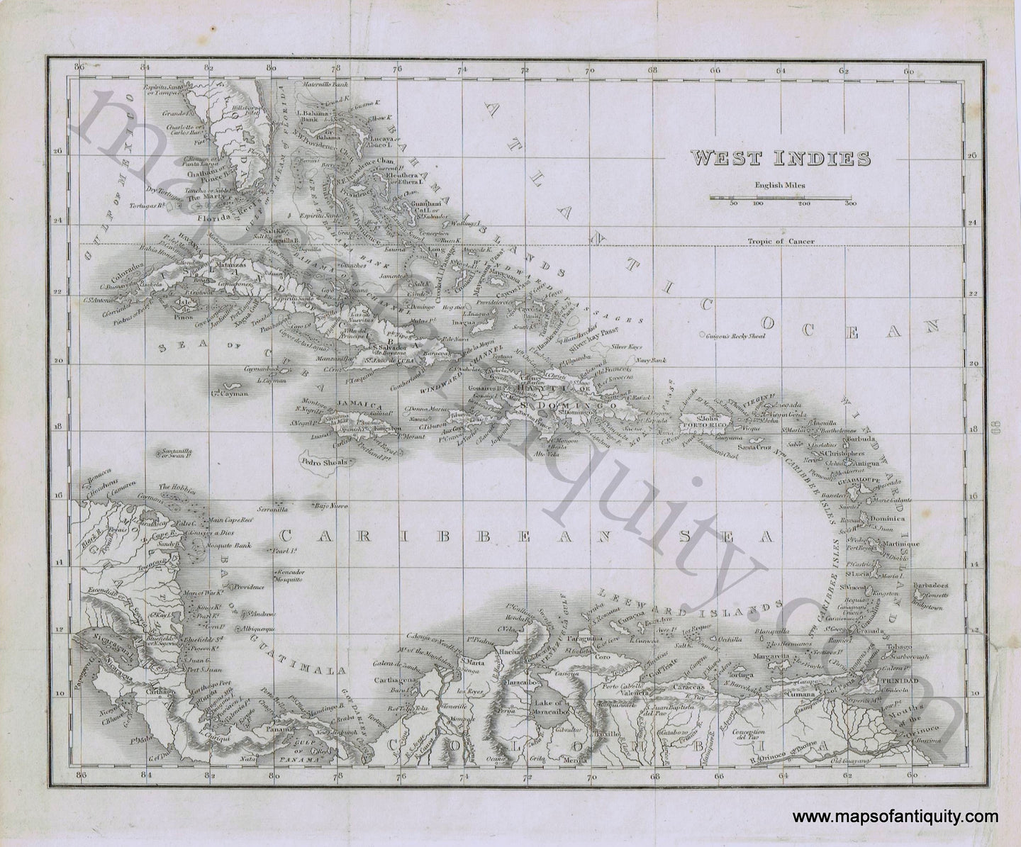 Antique-Black-and-White-Print-Caribbean-West-Indies-early-19th-century-unknown--1800s-19th-century-Maps-of-Antiquity