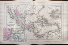 Load image into Gallery viewer, Antique-Hand-Colored-Map-Double-sided-sheet-with-multiple-maps:-Centerfold---Map-of-Mexico-Central-America-and-the-West-Indies;-versos:-North-Western-America-showing-the-Territory-Ceded-by-Russia-to-the-United-States-/-Cuba-Caribbean--1884-Mitchell-Maps-Of-Antiquity-1800s-19th-century
