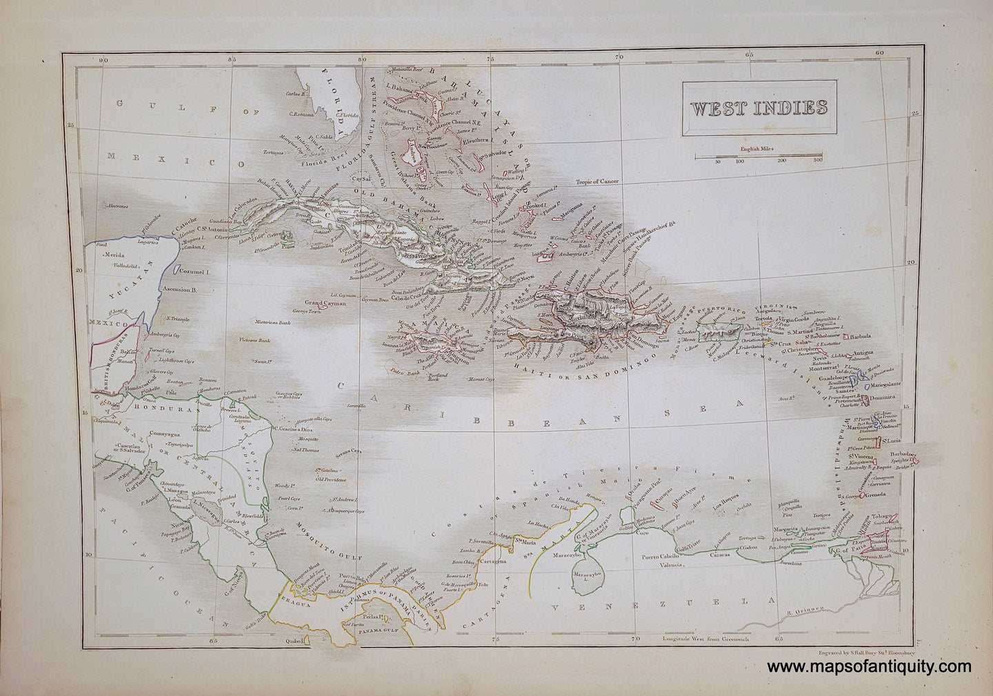 Genuine-Antique-Map-West-Indies-1841-Black-Maps-Of-Antiquity