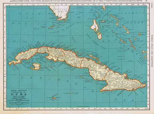 Genuine-Antique-Map-Popular-Map-of-Cuba--1940-Rand-McNally-Maps-Of-Antiquity