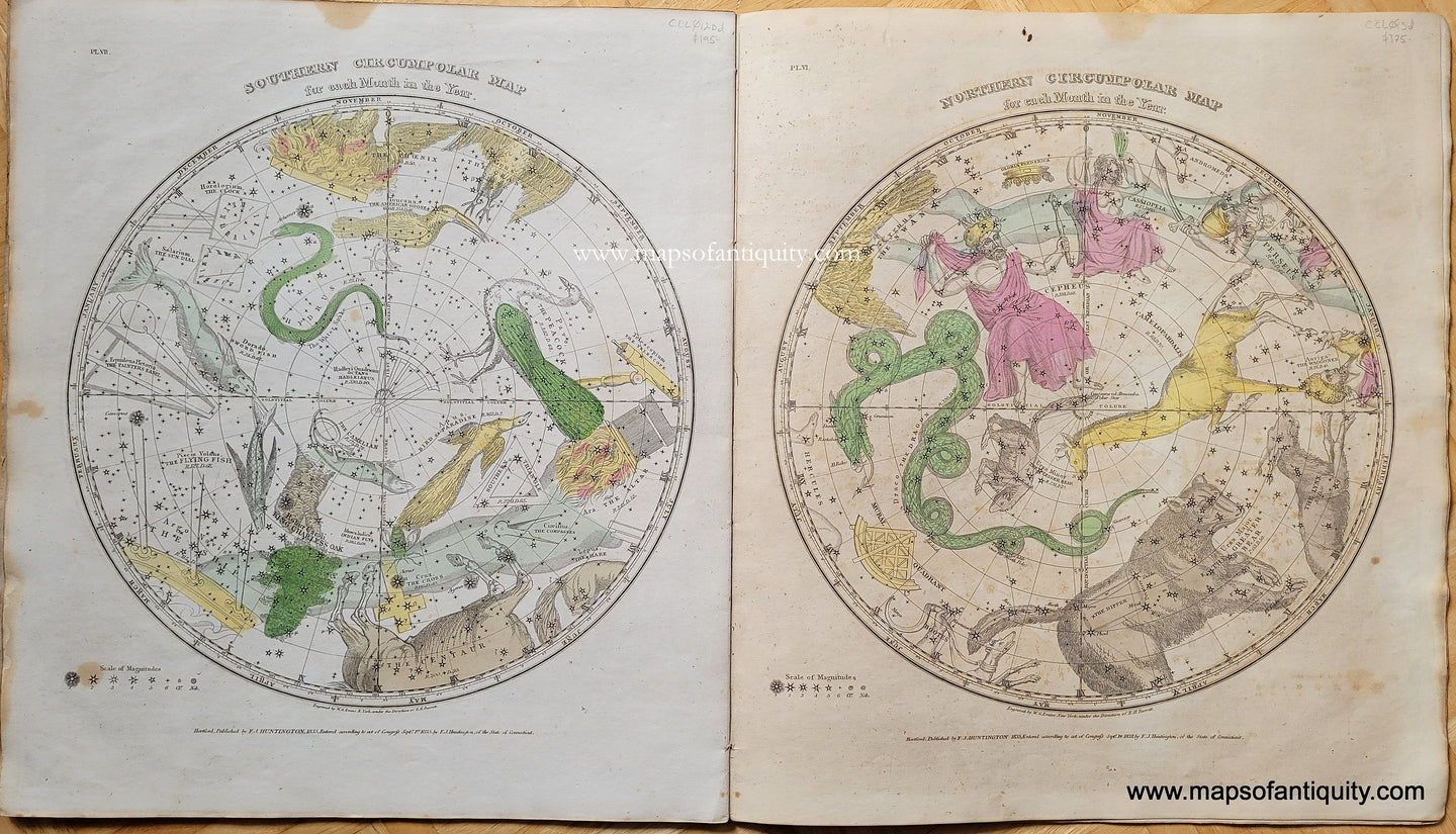 Genuine-Antique-Atlas-Designed-to-Illustrate-The-Geography-of-the-Heavens-Comprising-the-Following-Maps-or-Plates-(Intact-Atlas-with-Complete-Set-of-Eight-sheets)-Celestial-Map-Constellations-stars-zodiac-1835-Burritt-Maps-Of-Antiquity