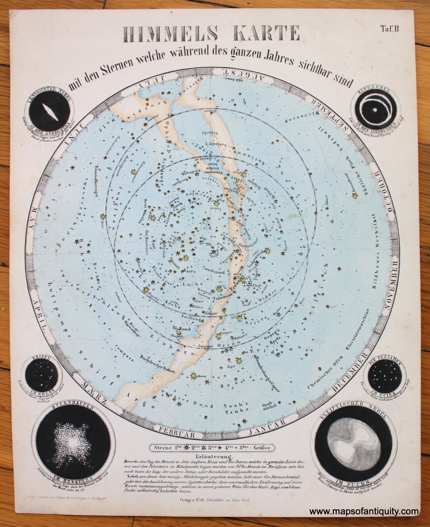 Antique-Map-Himmels-Karte-Celestial-map-with-stars-Map-of-the-Heavens-Wilhelm-Nitzchke-1851-hold-to-light-1850s-1800s-19th-century-Maps-of-Antiquity