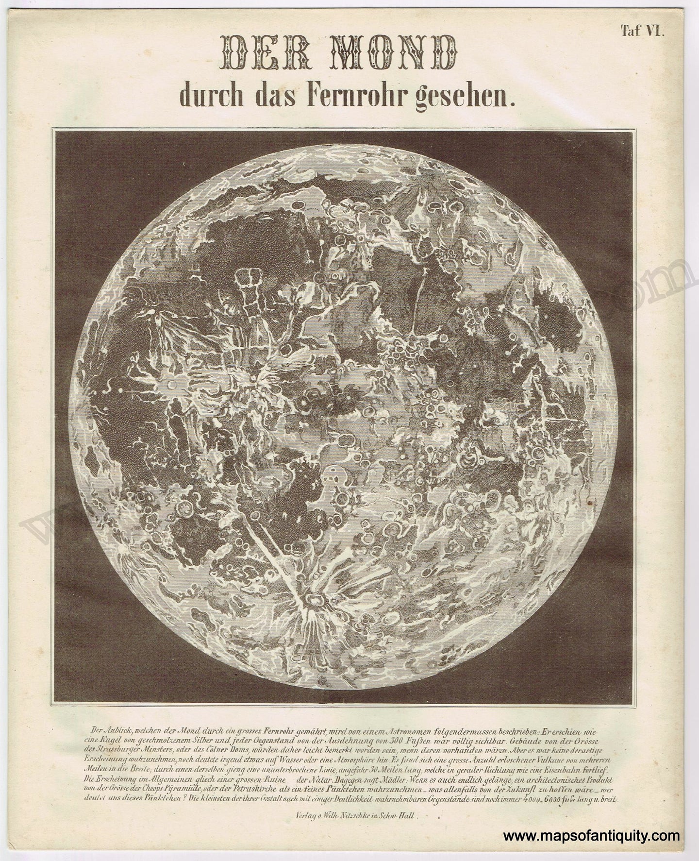 Antique-Map-Der-Mond-The-Moon-Hold-To-Light-Print-Nitzchke-1851-1850s-1800s