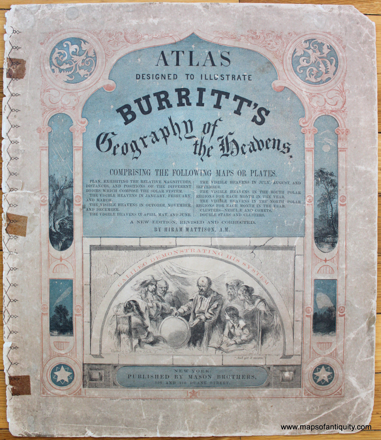 Atlas-Cover-Page-Burritt's-Geography-of-the-Heavens-Cover-Page--Celestial--1856-Burritt-Maps-Of-Antiquity