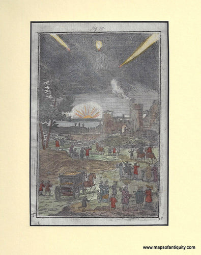 Antique-Hand-Colored-Celestial-Map-Medieval-Town-with-Comets-**********-Celestial--1719-Mallet-Maps-Of-Antiquity