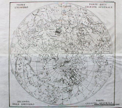 Antique-Black-and-White-Celestial-Map-Celeste-Australe---Constellations-of-the-Southern-Hemisphere-Celestial--1760-Pluche-Maps-Of-Antiquity