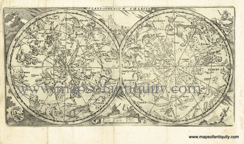 Antique-Black-and-White-Map-Plani-spherium-Coeleste-******-Celestial--1725-De-Aefferden-Maps-Of-Antiquity