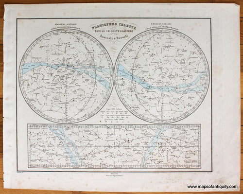Antique-Hand-Colored-Celestial-Map-Planisfero-Celeste-Diviso-in-Costellazioni-Australi-e-Boreali-**********-Antique-Celestial-&-Constellation-Maps--1867-Pagnoni-Maps-Of-Antiquity