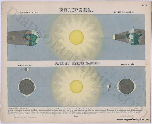 Antique-Map-eclipses-flux-et-reflux-marees-celestial-print-earth-1862-Nitzschke-Bilder-Atlas-1860s-1800s-19th-century-Maps-of-Antiquity