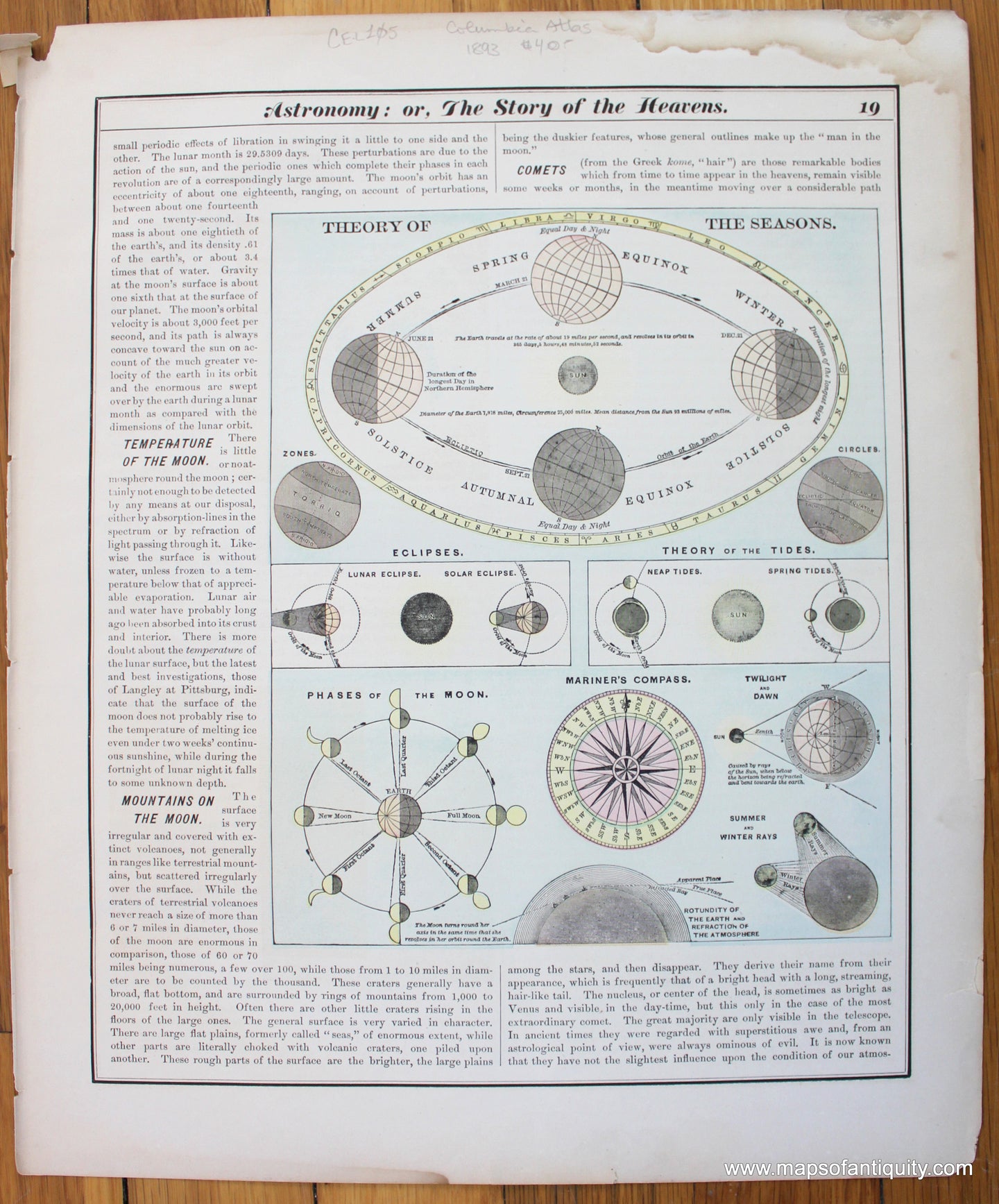 Antique-Astronomy-or-the-Story-of-the-Heavens-Theory-of-the-Seasons-Tides-Eclipses-Phases-of-the-Moon-Diagram-Celestial-Print-Maps-of-Antiquity
