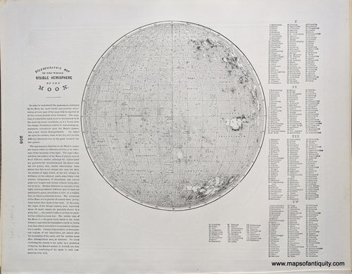 Genuine-Antique-Printed-Color-Comparative-Chart-Phases-and-Movements-of-the-Moon;-verso:-Selenographic-Map-of-the-Whole-Visible-Hemisphere-of-the-Moon-Celestial--1892-Home-Library-&-Supply-Association-Maps-Of-Antiquity-1800s-19th-century