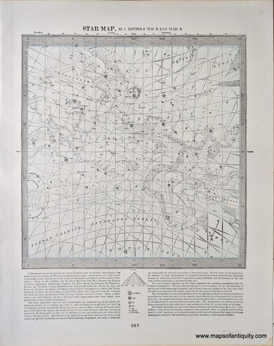 Genuine-Antique-Printed-Color-Comparative-Chart-Star-Map-No.-1;-verso:-Star-Map-No.-2-Celestial--1892-Home-Library-&-Supply-Association-Maps-Of-Antiquity-1800s-19th-century