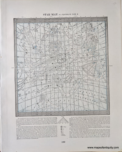 Genuine-Antique-Printed-Color-Comparative-Chart-Star-Map-No.-3;-verso:-Star-Map-No.-4-Celestial--1892-Home-Library-&-Supply-Association-Maps-Of-Antiquity-1800s-19th-century