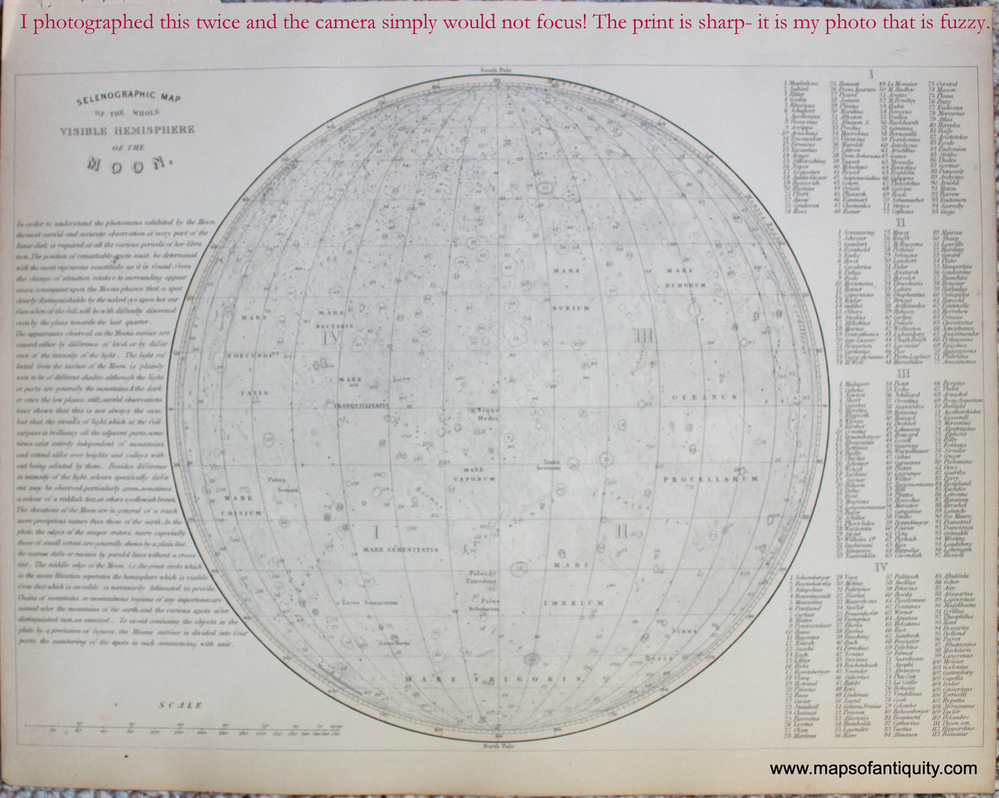 Genuine-Antique-Map-Selenographic-Map-of-the-Whole-Visible-Hemisphere-of-the-Moon-Celestial--1850-Petermann-/-Orr-/-Dower-Maps-Of-Antiquity-1800s-19th-century