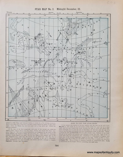 Genuine-Antique-Map-Star-Map-No-2-Midnight-December-21-Verso-Star-Map-No-3-Midnight-March-21--1903-Cram-Maps-Of-Antiquity
