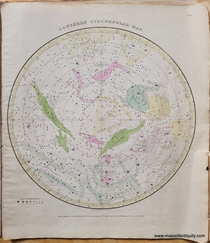 Genuine-Antique-Map-The-Visible-Heavens-in-the-South-Polar-Regions-for-Each-Month-in-the-Year-1833-Burritt-Maps-Of-Antiquity