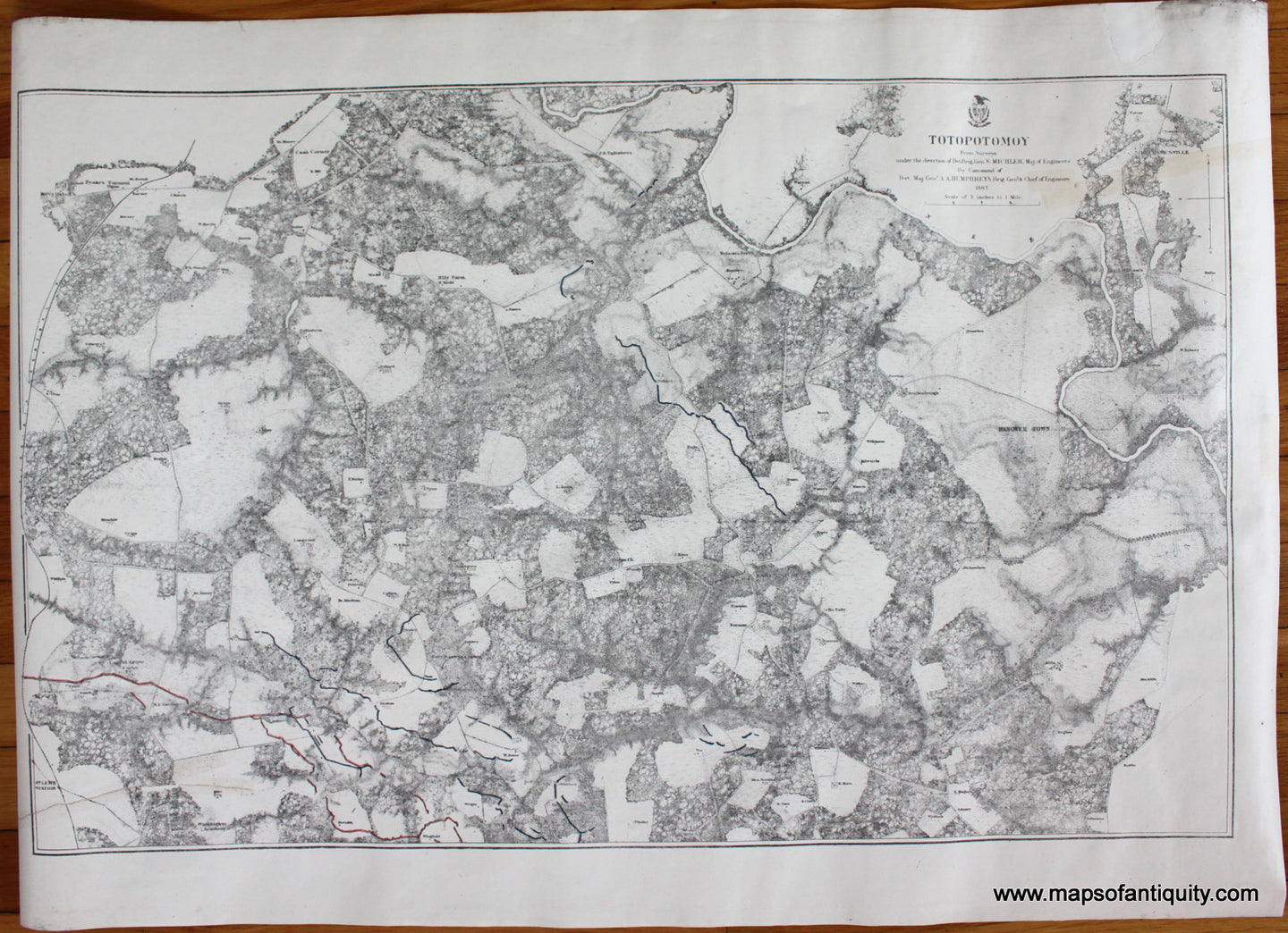 Antique-Map-Civil-War-Battle-Totopotomoy-Creek-Virginia-Bien-US-War-Department-1867-1860s-1800s