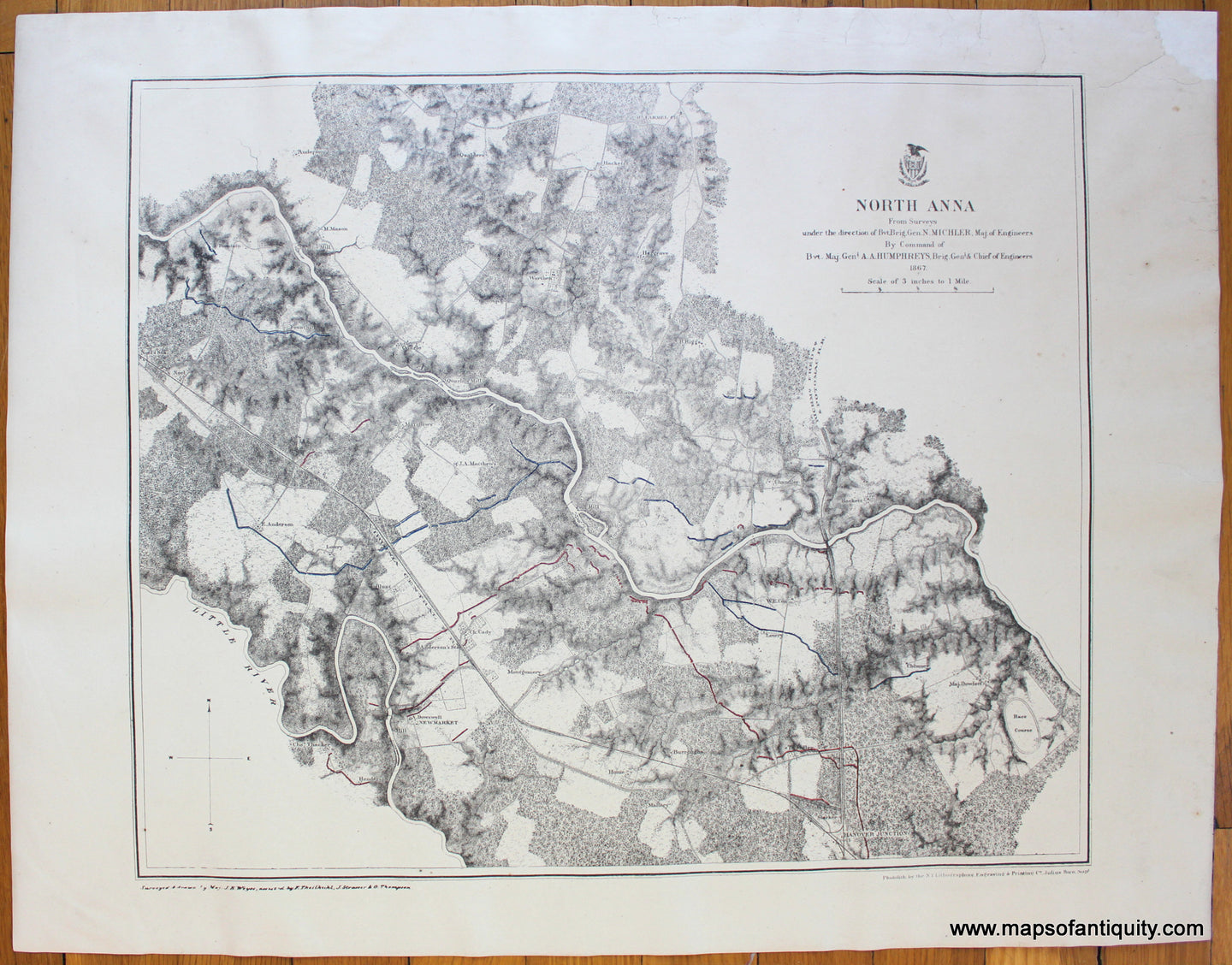 Antique-Map-North-Anna-Bien-US-War-Dept-1867-Maps-Of-Antiquity