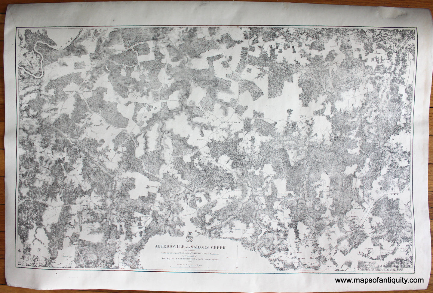 Antique-Map-Civil-War-Battle-Jetersville-sailors-creek-Virginia-Bien-US-War-Department-1867-1860s-1800s