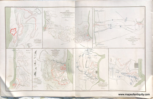 Antique-Lithograph-Print-Plate-11.-Four-maps-related-to-Fort-Henry-TN-and-Three-maps-related-to-Fort-Donelson-TN.-1891-US-War-Dept.-Civil-War-Civil-War-1800s-19th-century-Maps-of-Antiquity