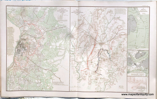 Antique-Lithograph-Print-Plate-40.-Approaches-to-Petersburg-and-their-Defenses-(VA)/-Battle-field-of-Gettysburg-PA/-plus-three-smaller-maps-1892-US-War-Dept.-Civil-War-Civil-War-1800s-19th-century-Maps-of-Antiquity