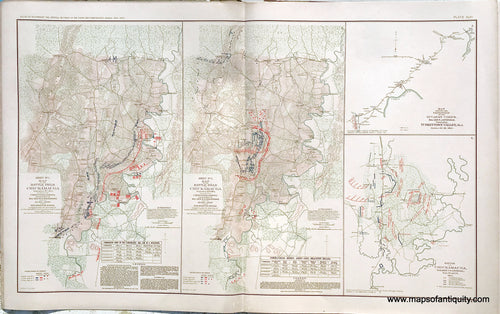 Antique-Lithograph-Print-Plate-46.-Battle-Field-at-Chickamauga-September-19th-1863-(sheet-No.1)-/-Battle-Field-of-Chickamauga-September-20th-1863-(sheet-No.2)-/-Turkeytown-Valley-Ala.-October-24-26-1864-/-Battle-of-Chickamauga-September-19-and-20-1863.-1892-US-War-Dept.-Civil-War-Civil-War-1800s-19th-century-Maps-of-Antiquity