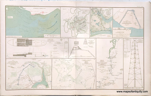 Antique-Lithograph-Print-Plate-67.-Federal-Point-N.C.-Fort-Pemberton-Greenwood-Miss.-Country-New-Berne-Harrison's-Landing-Union-Defensive-Lines-Deep-Bottom-Weldon-Railroad-Powder-Vessel-exploded-Fort-Fisher-NC-Board-Loophole-Picket-Line-Redoubts-Batteries-U.S.-Forces-Petersburg-Va.-Lookout-Crow's-Nest-Bermuda-Hundred-1893-US-War-Dept.-Civil-War-Civil-War-1800s-19th-century-Maps-of-Antiquity