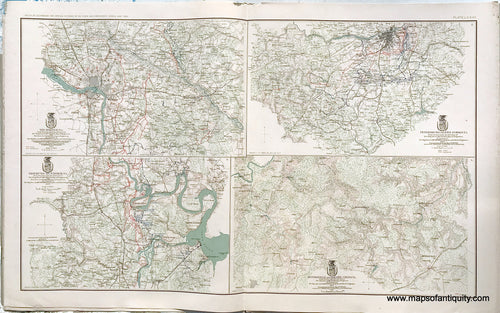 Antique-Lithograph-Print-Plate-77.-Richmond-Va.-1867-/-Bermuda-Hundred-Va.-1867-/-Petersburg-and-Five-Forks-Va.-1867-/-Jetersville-and-Sailor's-Creek-Va.-1867.-1893-US-War-Dept.-Civil-War-Civil-War-1800s-19th-century-Maps-of-Antiquity