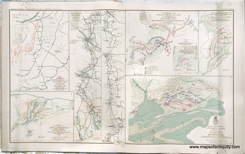 Antique-Lithograph-Print-Plate-79.-Environs-of-Petersburg-Va.-from-Appomattox-River-to-Fort-Howard-/-Position-of-the-Army-of-the-Tennessee-during-the-Battle-of-Bentonville-N.C.-Routes-of-the-Army-of-the-Tennessee-Bentonville-N.C.-/-Battle-Field-of-Pea-Ridge-Ark-Siege-Operations-at-Spanish-Fort-Mobile-Bay.-1893-US-War-Dept.-Civil-War-Civil-War-1800s-19th-century-Maps-of-Antiquity