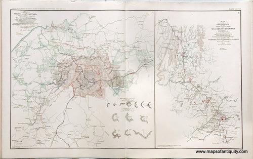 Antique-Lithograph-Print-Plate-88.-Siege-of-Atlanta-Ga.-in-the-United-States-Forces-under-command-of-Major-Gen.-W.T.-Sherman-from-the-passage-of-Peach-Tree-Creek-July-19th-1864-/-Operations-of-the-Army-under-the-command-of-Major-Gen.-W.T.-Sherman-in-Georgia-from-May-5th-1864-to-September-4th-1864.-1893-US-War-Dept.-Civil-War-Civil-War-1800s-19th-century-Maps-of-Antiquity