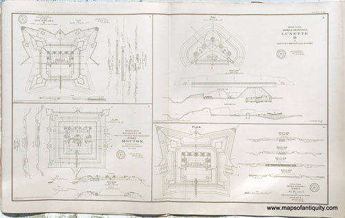 Antique-Lithograph-Print-Plate-108.-Rebel-lines-Mobile-(AL)-Defenses-Fort-Jeb-Stuart-K-Fort-Mouton-Lunette-D-and-Fort-G-H-and-I.-1893-US-War-Dept.-Civil-War-Civil-War-1800s-19th-century-Maps-of-Antiquity