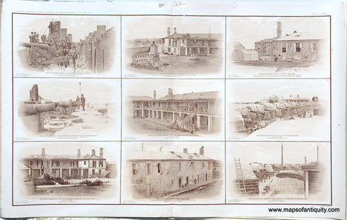 Antique-Lithograph-Print-Plate-121.-Nine-photographic-views---two-of-of-Fort-Sumter-and-seven-of-Fort-Moultrie-Charleston-S.C.-April-1861.-1894-US-War-Dept.-Civil-War-Civil-War-1800s-19th-century-Maps-of-Antiquity