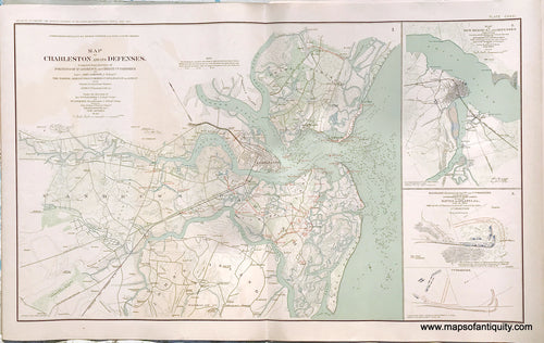 Antique-Lithograph-Print-Plate-131.-Charleston-SC.-and-its-defenses-Nov.-28-1863-/-New-Berne-NC.-and-defenses-July-1864-/-First-and-Seventh-Positions-Fourth-Division-Seventeenth-Army-Corps-during-battle-of-Atlanta-GA-July-22-1864.-1894-US-War-Dept.-Civil-War-Civil-War-1800s-19th-century-Maps-of-Antiquity