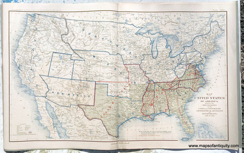 Antique-Lithograph-Print-Plate-167.-The-United-States-of-America-showing-the-Boundaries-of-the-Union-and-Confederate-Geographical-Divisions-and-Departments-June-30-1863.-1895-US-War-Dept.-Civil-War-Civil-War-1800s-19th-century-Maps-of-Antiquity