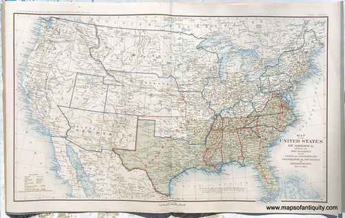 Antique-Lithograph-Print-Plate-168.-The-United-States-of-America-showing-the-Boundaries-of-the-Union-and-Confederate-Geographical-Divisions-and-Departments-December-31-1863.-1895-US-War-Dept.-Civil-War-Civil-War-1800s-19th-century-Maps-of-Antiquity