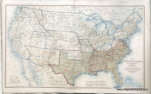 Antique-Lithograph-Print-Plate-169.-The-United-States-of-America-showing-the-Boundaries-of-the-Union-and-Confederate-Geographical-Divisions-and-Departments-June-30-1864-1895-US-War-Dept.-Civil-War-Civil-War-1800s-19th-century-Maps-of-Antiquity