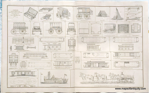 Antique-Lithograph-Print-Plate-174.-Diagrams-illustrating-the-Principal-Means-used-in-Transporting-the-Sick-and-Wounded-and-Medical-Supplies-during-the-War-of-the-Rebellion-1861-5-No.1-38.-/-Six-Mule-Team-Complete-Harnessed-and-Hitched-to-US-Army-Wagon.-1895-US-War-Dept.-Civil-War-Civil-War-1800s-19th-century-Maps-of-Antiquity