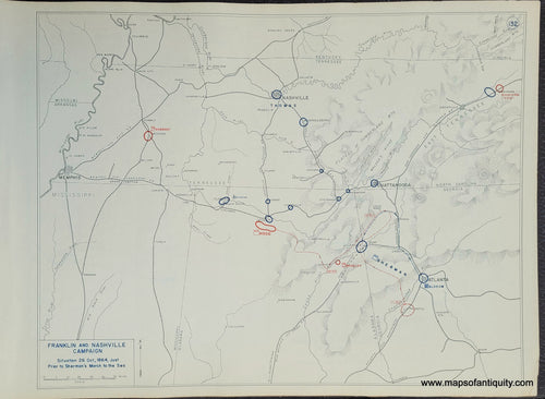 Genuine-Antique-Map-Franklin-and-Nashville-Campaign-Battle-of-Nashville-Situation-26-Oct--1864-Just-Prior-to-Sherman's-March-to-the-Sea-1948-Matthew-Forney-Steele-Dept-of-Military-Art-and-Engineering-US-Military-Academy-West-Point-Maps-Of-Antiquity