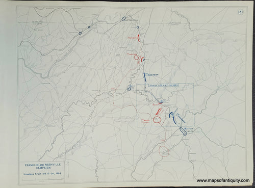 Genuine-Antique-Map-Franklin-and-Nashville-Campaign-Situations-5-Oct-and-13-Oct--1864-1948-Matthew-Forney-Steele-Dept-of-Military-Art-and-Engineering-US-Military-Academy-West-Point-Maps-Of-Antiquity